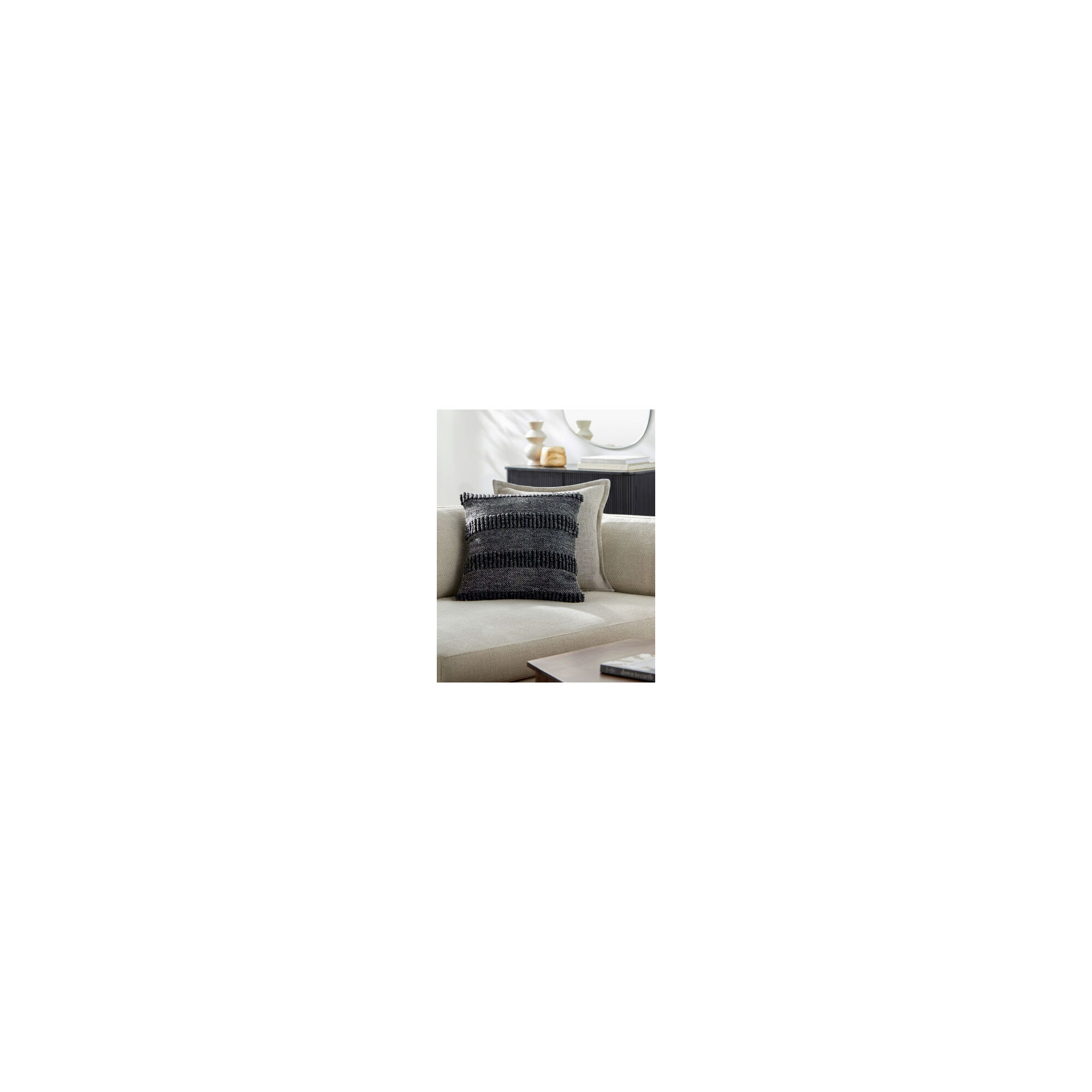 Fernan Striped Throw Pillow, 18"H x 18"W, Dark Gray, Polyester/Polyfill