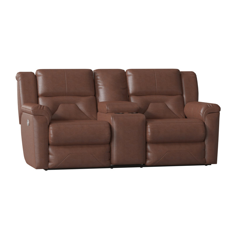 Pandora 81'' Leather Reclining Loveseat, Fresca Cobblestone, Power Headrest