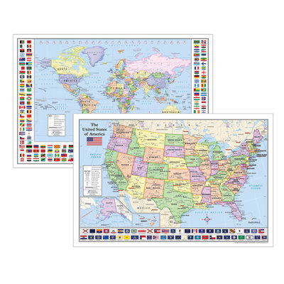 American Geographics 36'' W x 24'' H Dry Erase And Laminated U.S. Map