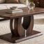 Table basse rectangulaire moderne en bois de noyer brun foncé Ajoutez une atmosphère calme et confortable à votre maison. Table basse en MDF, noyer, autocollant texturé brun foncé, table d'appoint.