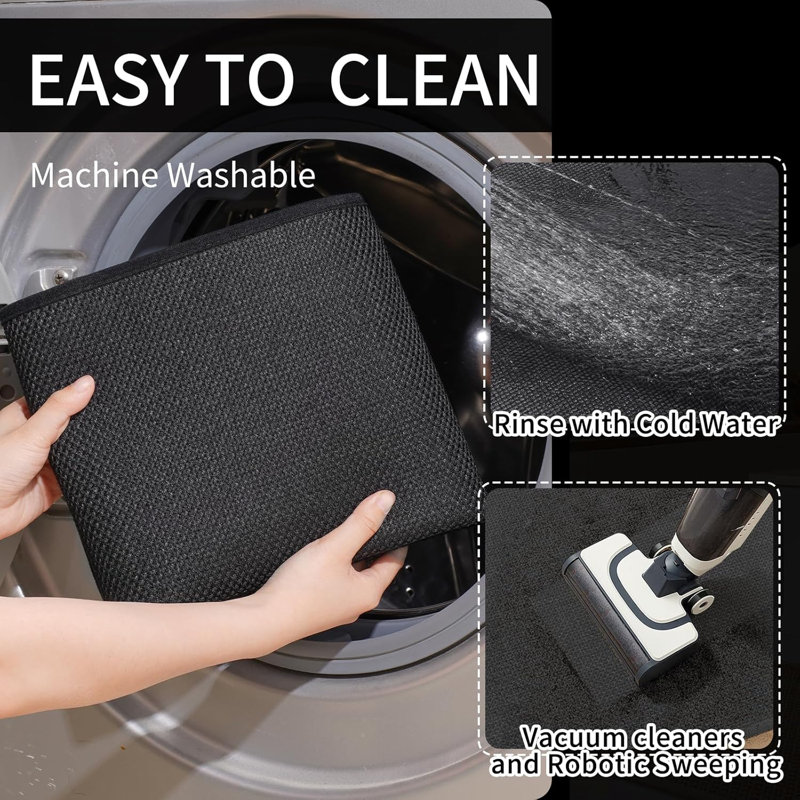 Super Absorbent Kitchen Rugs Non Slip 17"x47", Black