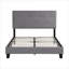 Lit plateforme tapissier grand doux en lin gris doux, sans sommier tapissier avec support à lattes de bois pour la chambre à coucher-129384876-129384877