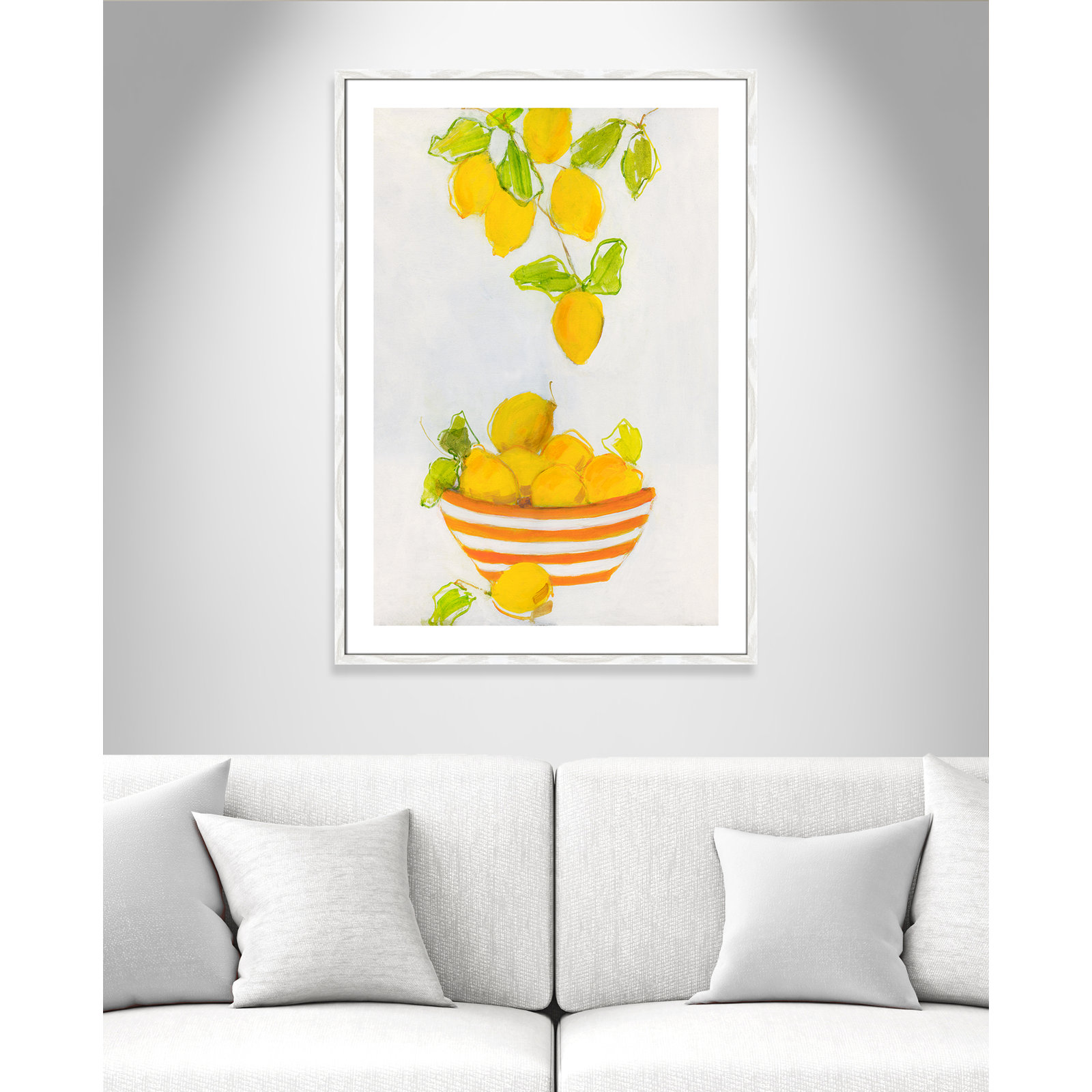 Darcy "Lemonlicious" Painting by Sally Swatland, 41.5" H x 29.5" W x 0.75" D, White Wood Framed Paper