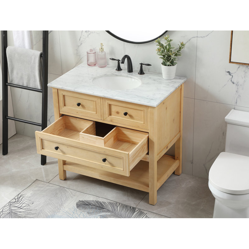 Ensemble de meuble-lavabo simple 36 po Bonsai, Brun clair