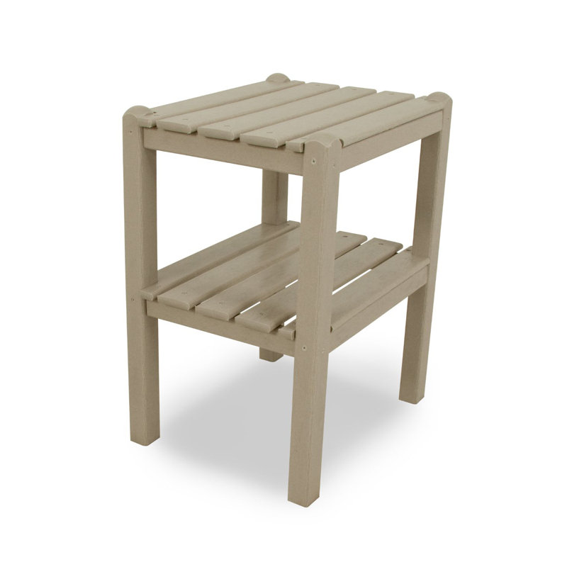 POLYWOOD Two Shelf Side Table, Sand