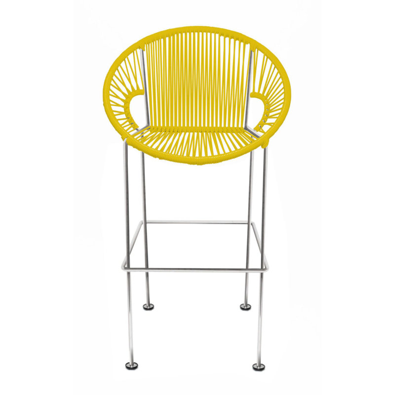 Tabouret 31 ", Chrome, Jaune