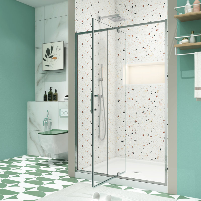 Pivot Swing Shower Door, 56 - 60" W X 71" H, 1/4" Tempered Glass, Reversible Install, Magnetic Close, Leak Proof Feature Leak