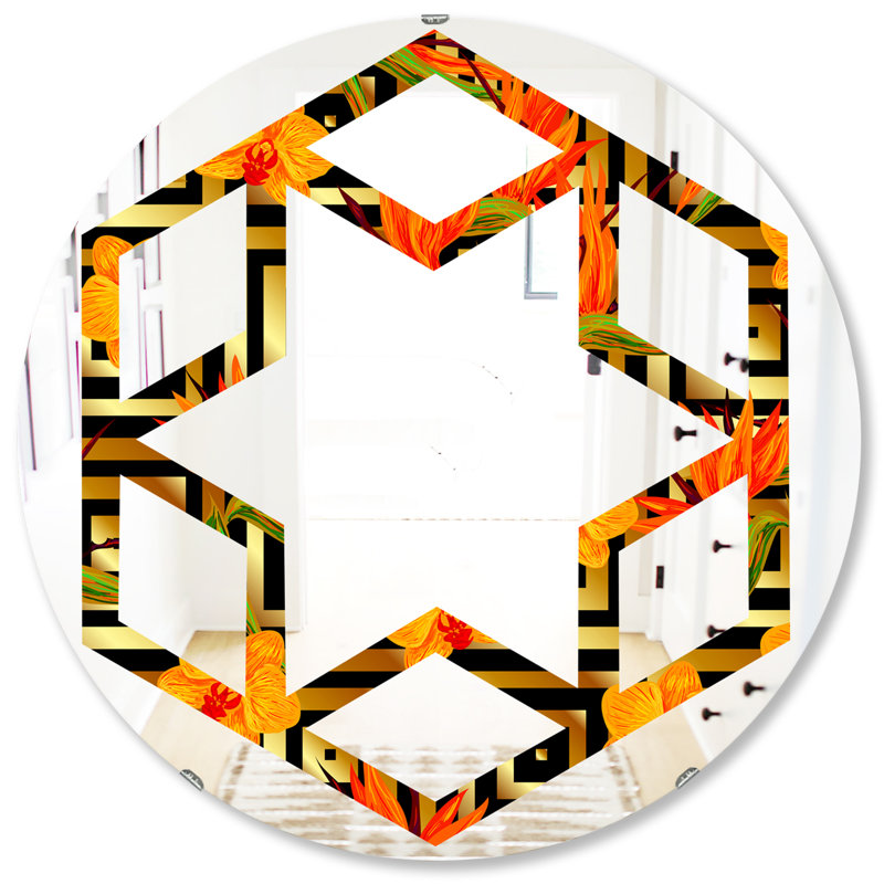 Miroir mural Glam, H 31,5 po x l 31,5 po, Étoile hexagonale motif de luxe III
