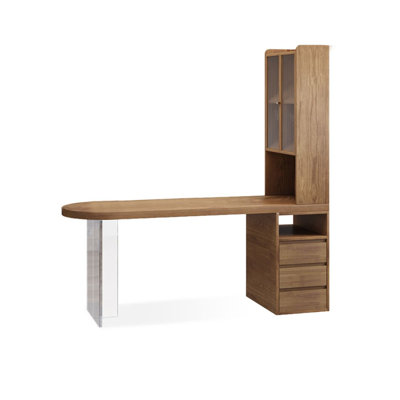 Solid wood desk Bookshelf Bookcase combination Acrylic desk