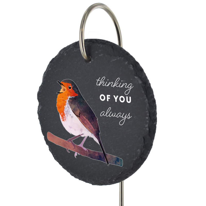 Braileigh Slate Circle Robin Grave Marker Memorial Plaque