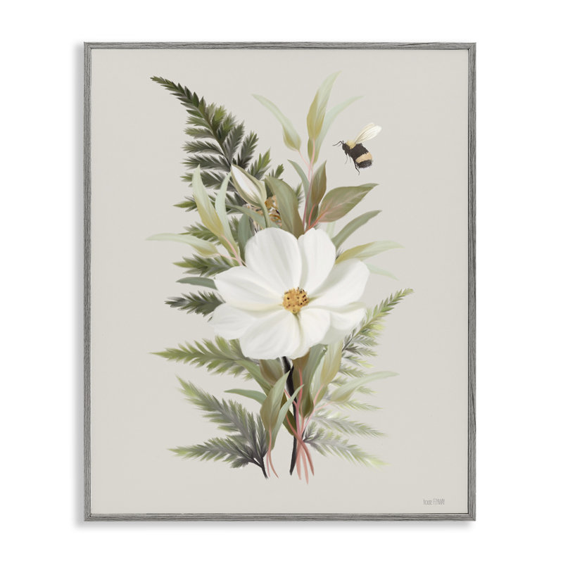 Giclée encadrée Bumble Bee & Flower, design par House Fenway, H 14 po x l 11 po, Estampe numérique Farmhouse