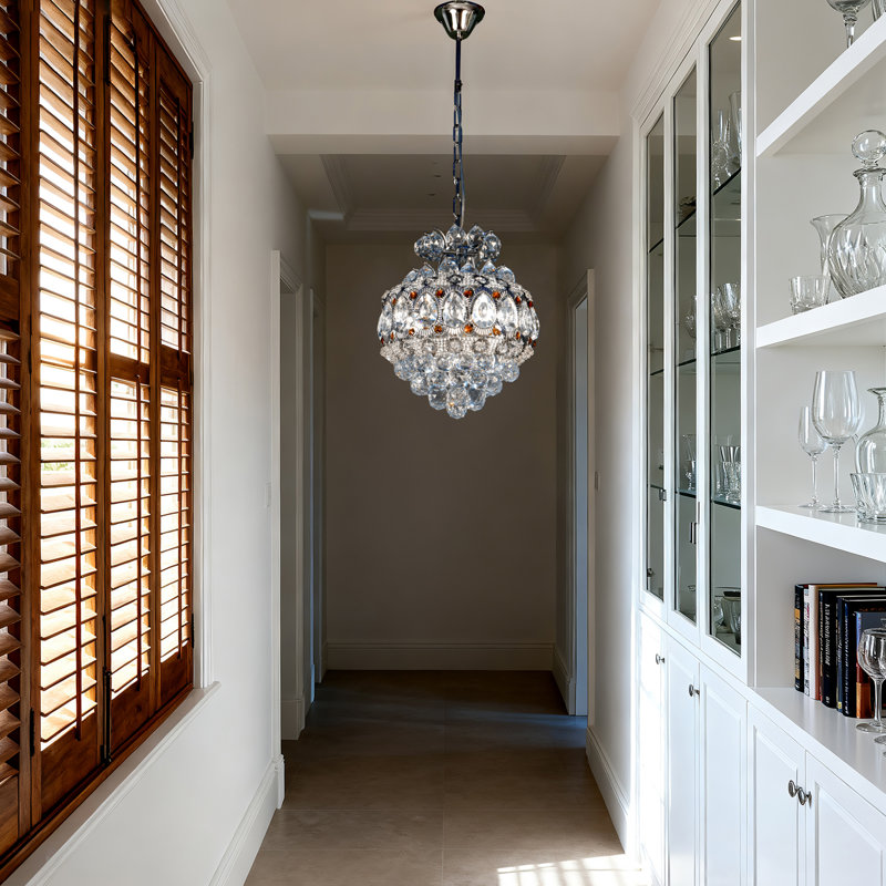 3-Light Chrome Crystal Chandelier, 11.8'' D