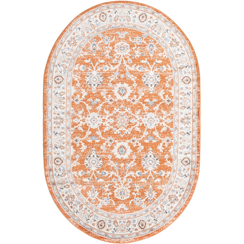 Architha Abstract Indoor Rug, Oval 5'3" x 8'