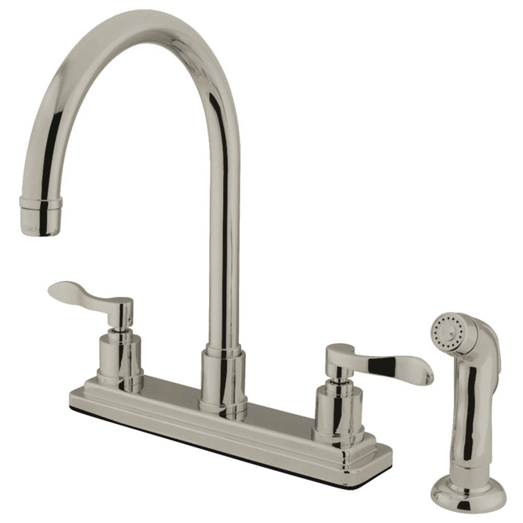 Kingston Brass Two-Handle 4-Hole 8" Centerset Kitchen Faucet with Side Sprayer