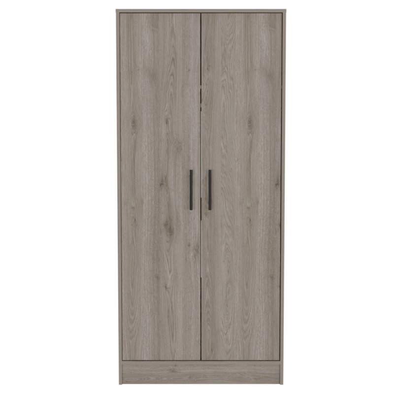 Armoire 180, deux tablettes, porte double, tringle en métal, un tiroir