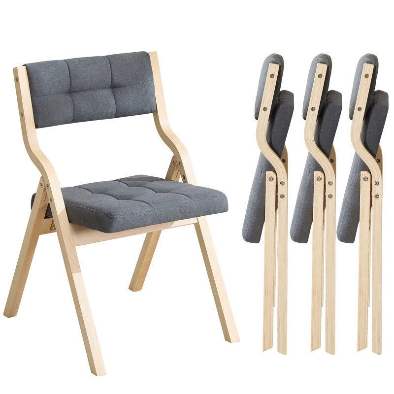 Soft-Padded Folding Chair: Perfect For Dining And Relaxation, Beige, Natural