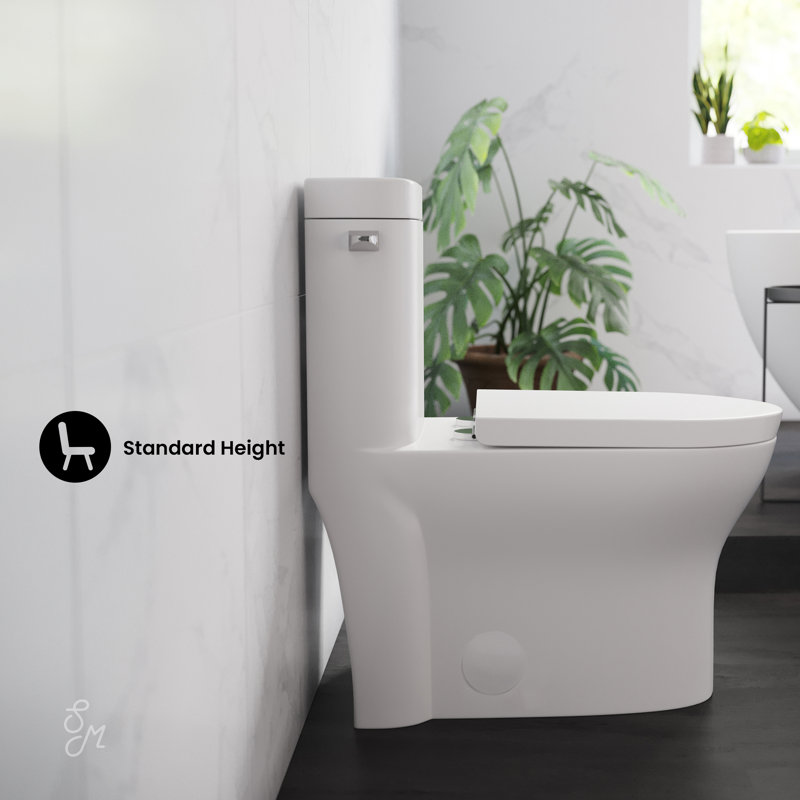 Monaco One-Piece Elongated Toilet Dual-Flush 1.1/1.6 gpf, Glossy White, Left, Single