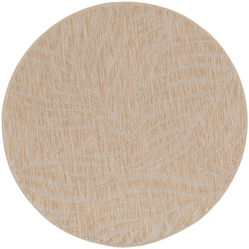 Floral Ribbed Indoor / Outdoor Area Rug, Round 160cm