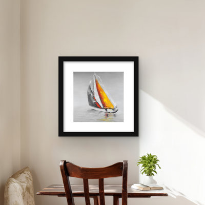 Bateau à voile deux couleurs - décor encadré mat gris mer