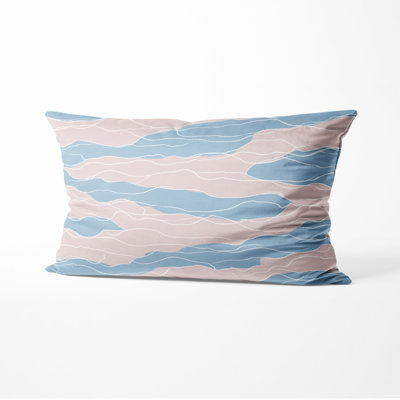 Coussin décoratif abstrait - coussin de plage rose et bleu