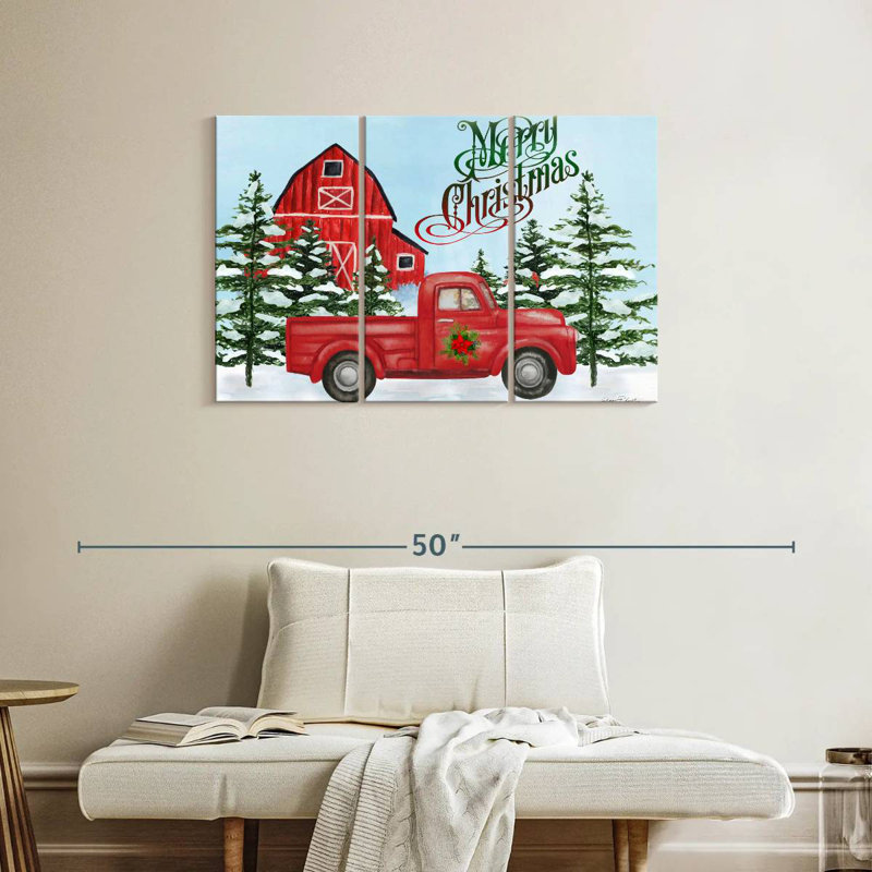 Grange et camion de Noël Lelend, H 24 po x l 38 po