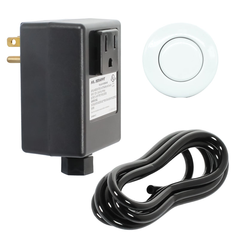 Garbage Disposal Air Switch Kit with White Push Button, Power Box, and Air Tube