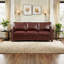 Elegant Black Faux Leather Sofa with Nail Head Trim - 3-Seater Couch for Living Room-725682197