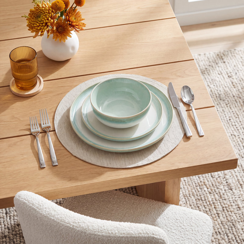 ALOFMO Moss Edge16 Piece Stoneware Dinnerware Set, Service for 4, Green