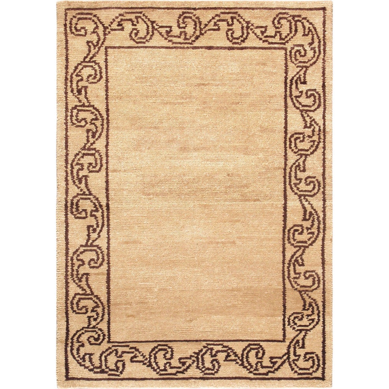 Canvello Transitional Modern Hand-Knotted Lamb's Wool Area Rug- 4' X 5'10"