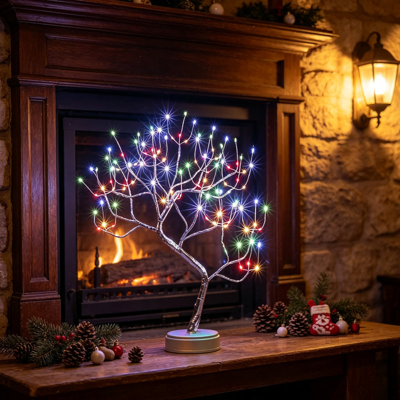 50cm Multicolour LED Birch Tree Table Lamp
