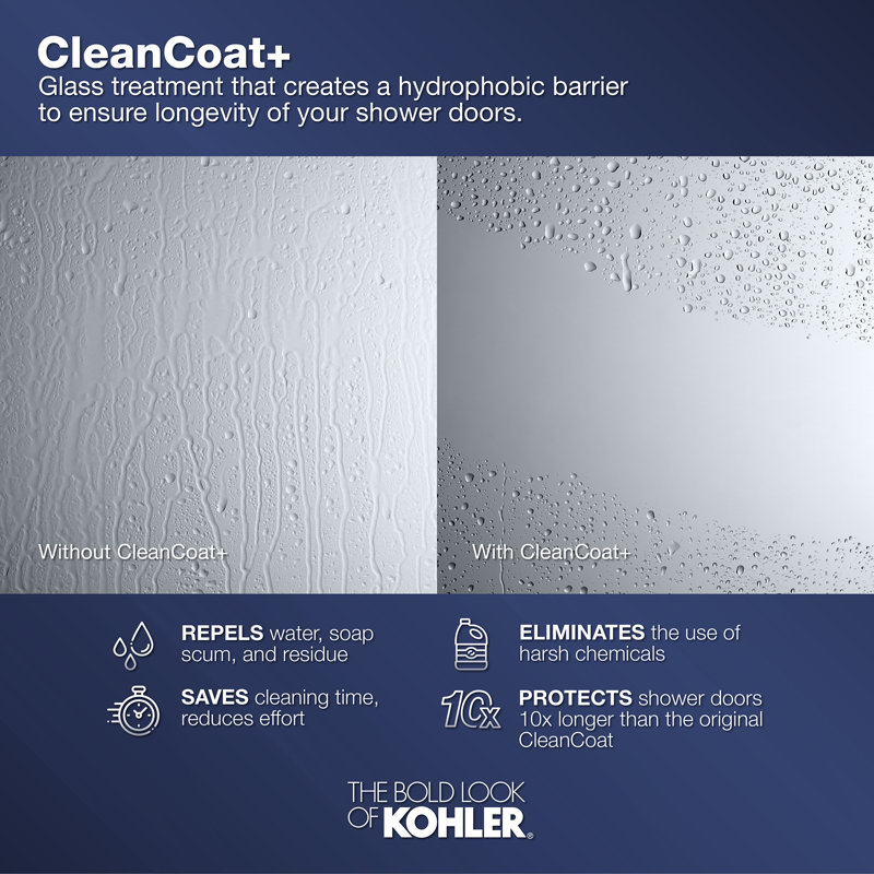 Gradient 47.63'' x 70.06'' Double Sliding Shower Door with CleanCoat® Technology, Bright Polished Silver, Crystal Clear
