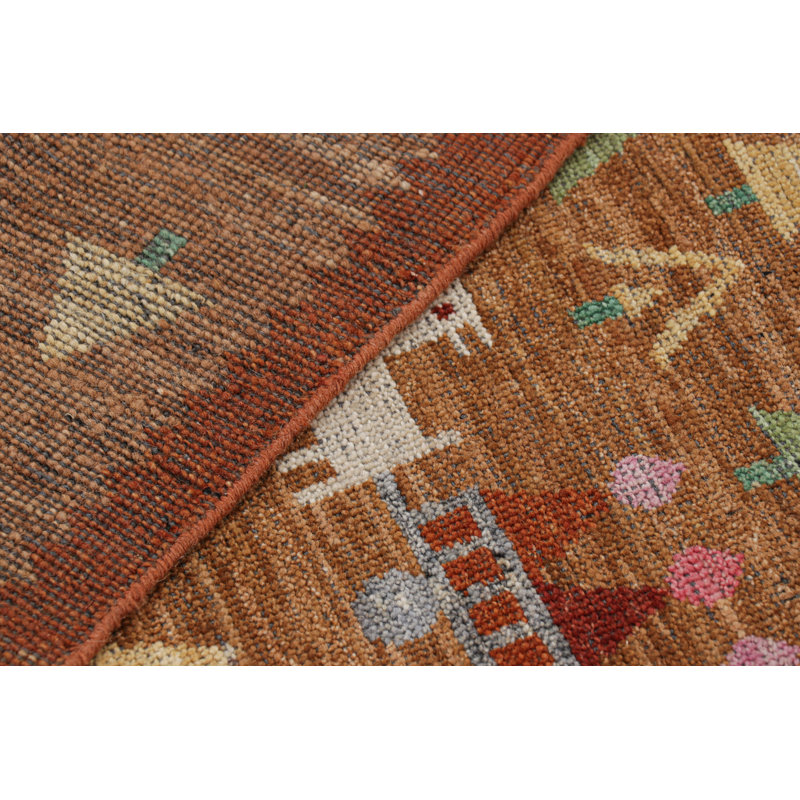 Burano Hand Knotted Wool Geometric Area Rug, Rectangle 5' x 7'