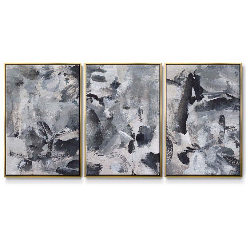 Mélange noir et blanc I 3 pièces, Or, H 40 po x l 78 po