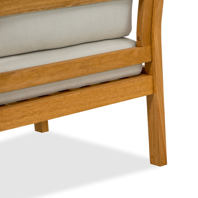 Chaise de patio avec coussin en eucalyptus Lanie, Blanc