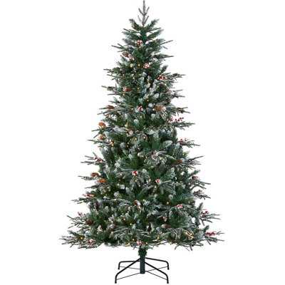 Green Realistic Spruce Christmas Tree with 500 LED Chasing Lights and Pinecones