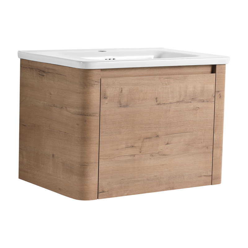 28'' Bathroom Vanity, White Ceramic Sink, 45° Hidden Handles, 3 Hinges, And Plywood For Vanity With 1 Door, Scratch & Water-