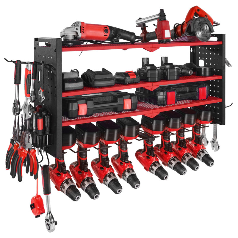 Support de rangement mural pour outils électriques 4 couches 8 supports de perceuse