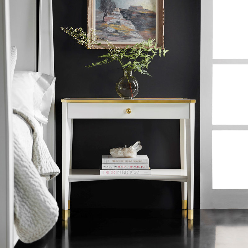 Modern History 1 - Drawer Nightstand, White/Gold