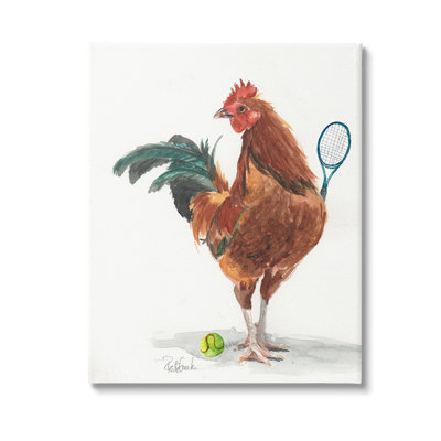 «Tennis Player Rooster Wrarap Canvas» par Jennifer Redstreake sur toile