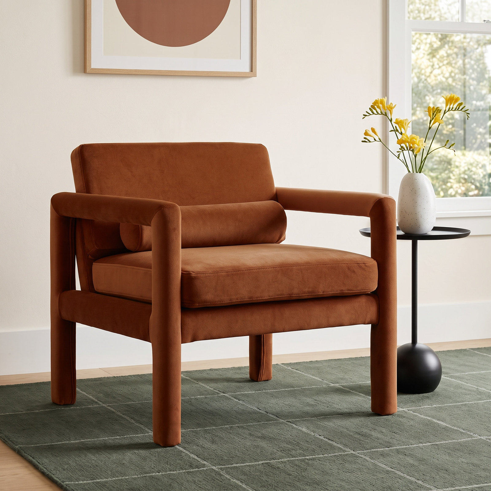 Solaris Velvet Armchair, Caramel Velvet