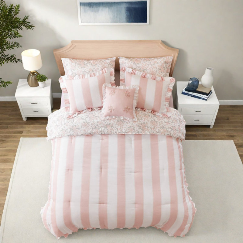 Striped and Toile Comforter Set