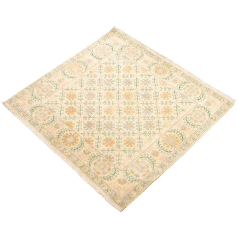 Tapis unique en laine noué à la main 4 pi 7 po x 5 pi nouvel âge Lahore Finest Beige Cartisha