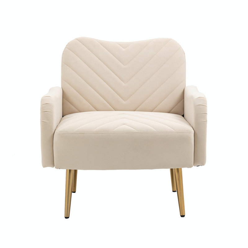 Fauteuil en velours, Polyester beige