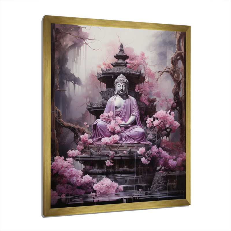 Berenika Pink Buddhism Buddhist Chant - impression, H 20 po x l 12 po x P 1 po, Encadrement doré