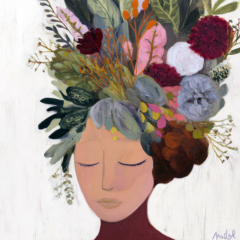 Art mural sur toile tendue Botanical Muse, 30 po L x 30 po H x 1,5 po P