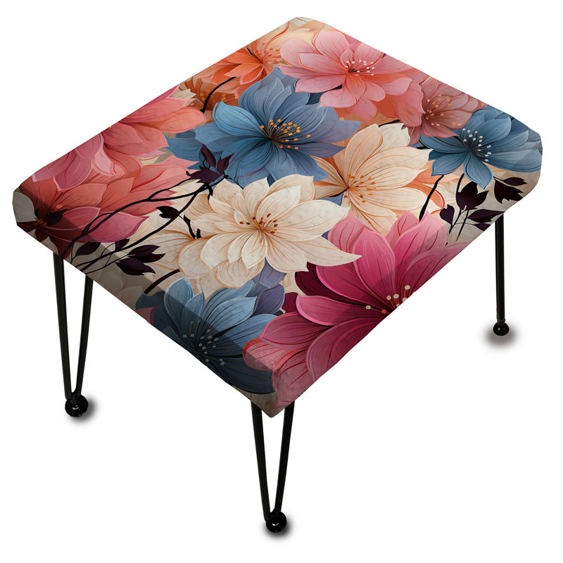 Pétales roses et bleus à motif floral - Repose-pieds rectangulaire floral