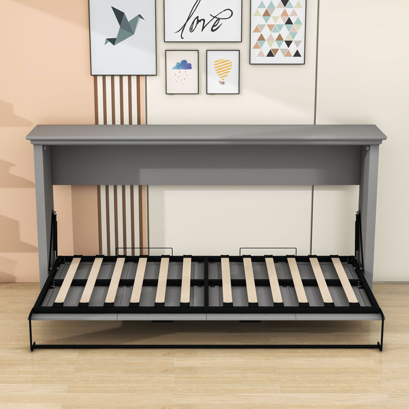 Lit simple escamotable en bois avec lattes