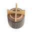 Pot de fleurs en grès et en bois sur pied - pot en céramique moderne avec base en bois surélevée, décoration élégante pour les espaces intérieurs, design durable et élégant pour la décoration intérieure contemporaine-1716605970-1716604329