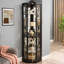Vitrine de coin en verre à assemblage rapide avec portes à ouverture rapide, tablettes personnalisables, 4 W doux, noir
