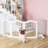 27.6" Height Solid Wood Freestanding Pet Gate, 4 Panels Foldable Dog Gate